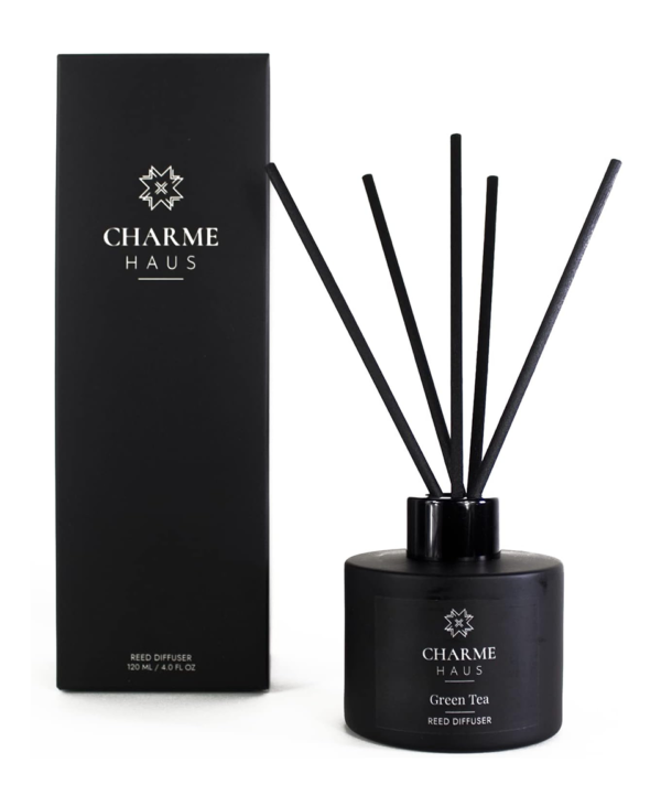 Reed Diffuser, Includes 5 Fiber Sticks, Home Goods Perfect for Stress Relieving, Decorating, and harmonizing Any Space. (Green Tea)