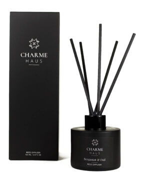 Reed Diffuser, Includes 5 Fiber Sticks, Home Goods Perfect for Stress Relieving, Decorating, and harmonizing Any Space. (Oud & Bergamot)