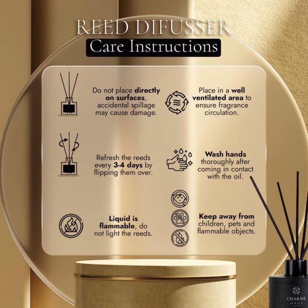 Reed Diffuser, Includes 5 Fiber Sticks, Home Goods Perfect for Stress Relieving, Decorating, and harmonizing Any Space. (Oud & Bergamot) - Image 7