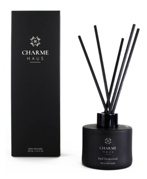 Reed Diffuser, Includes 5 Fiber Sticks, Home Goods Perfect for Stress Relieving, Decorating, and harmonizing Any Space. (Red Teak Wood)