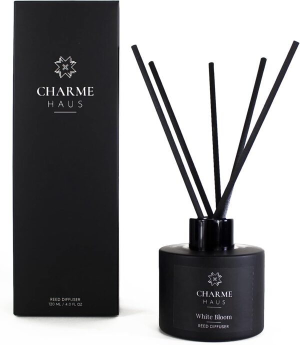 Reed Diffuser, Includes 5 Fiber Sticks, Home Goods Perfect for Stress Relieving, Decorating, and harmonizing Any Space. (White Bloom) - Image 3